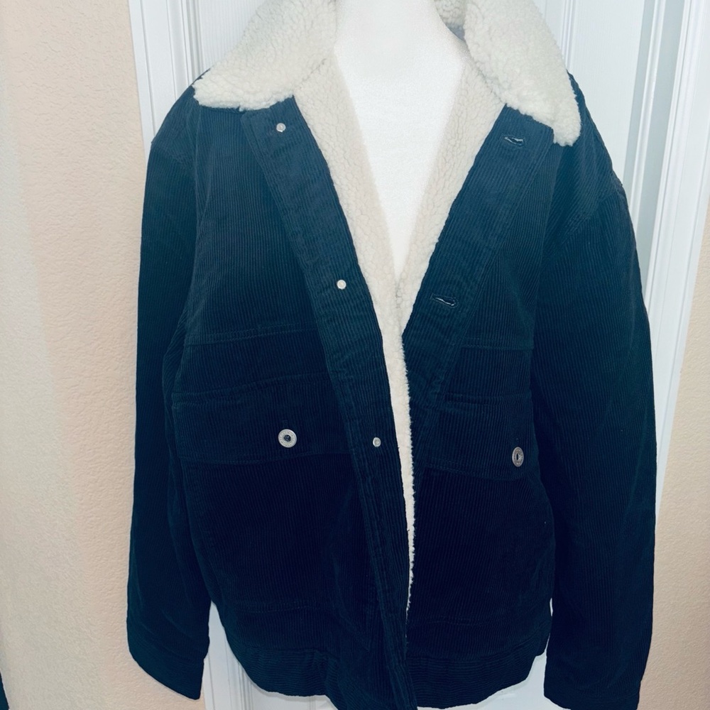 H&M Black Corduroy Jacket with Cream Lining